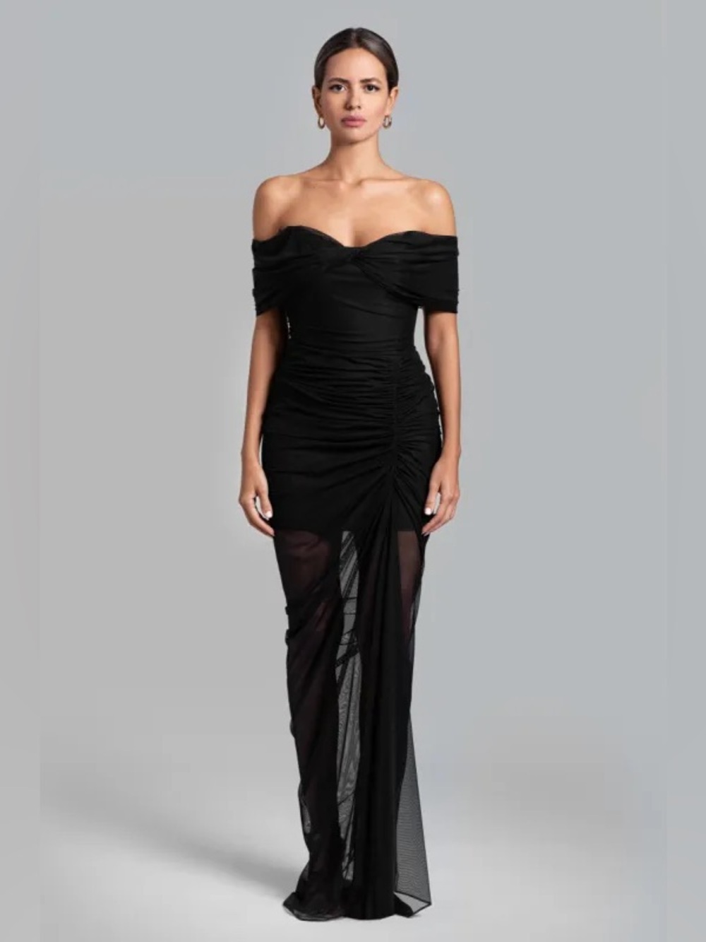 GHRAIL NYC Stevie Mesh Off The Shoulder Dress Gown NEW